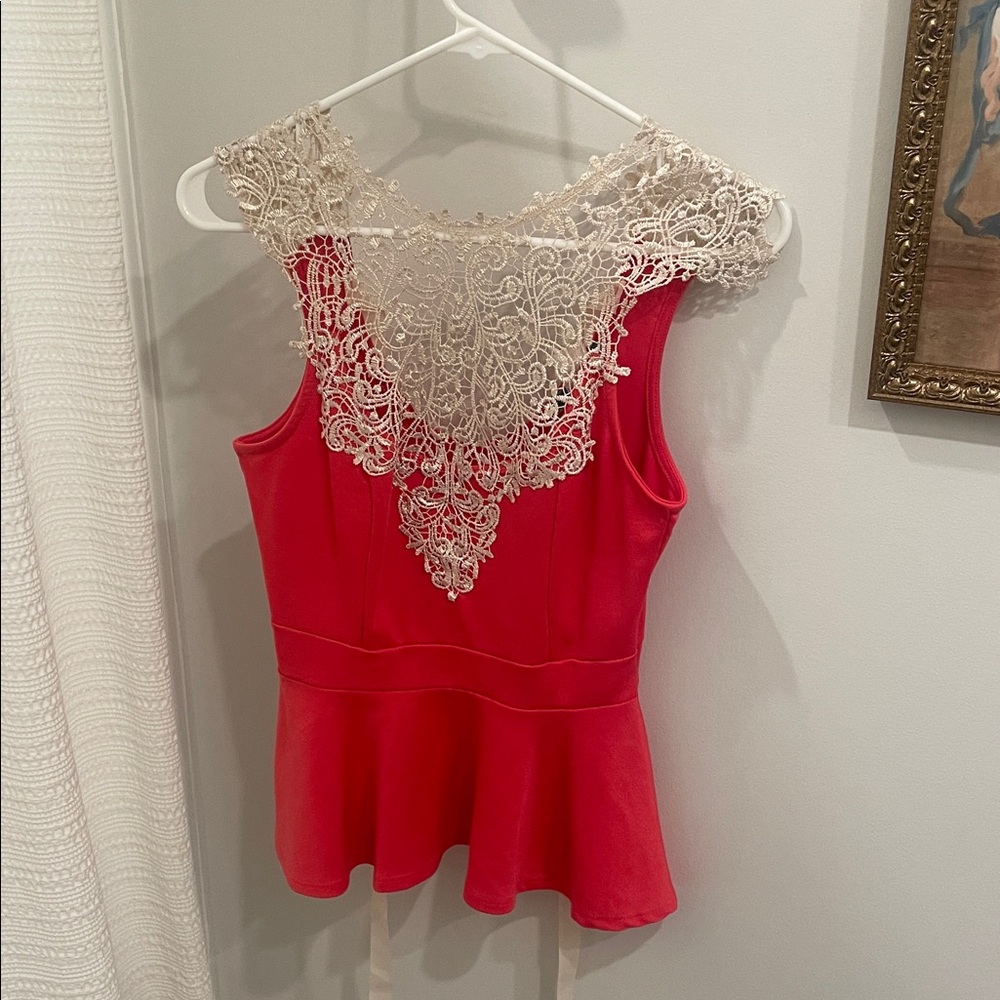 Peplum Coral Lace Women's Top